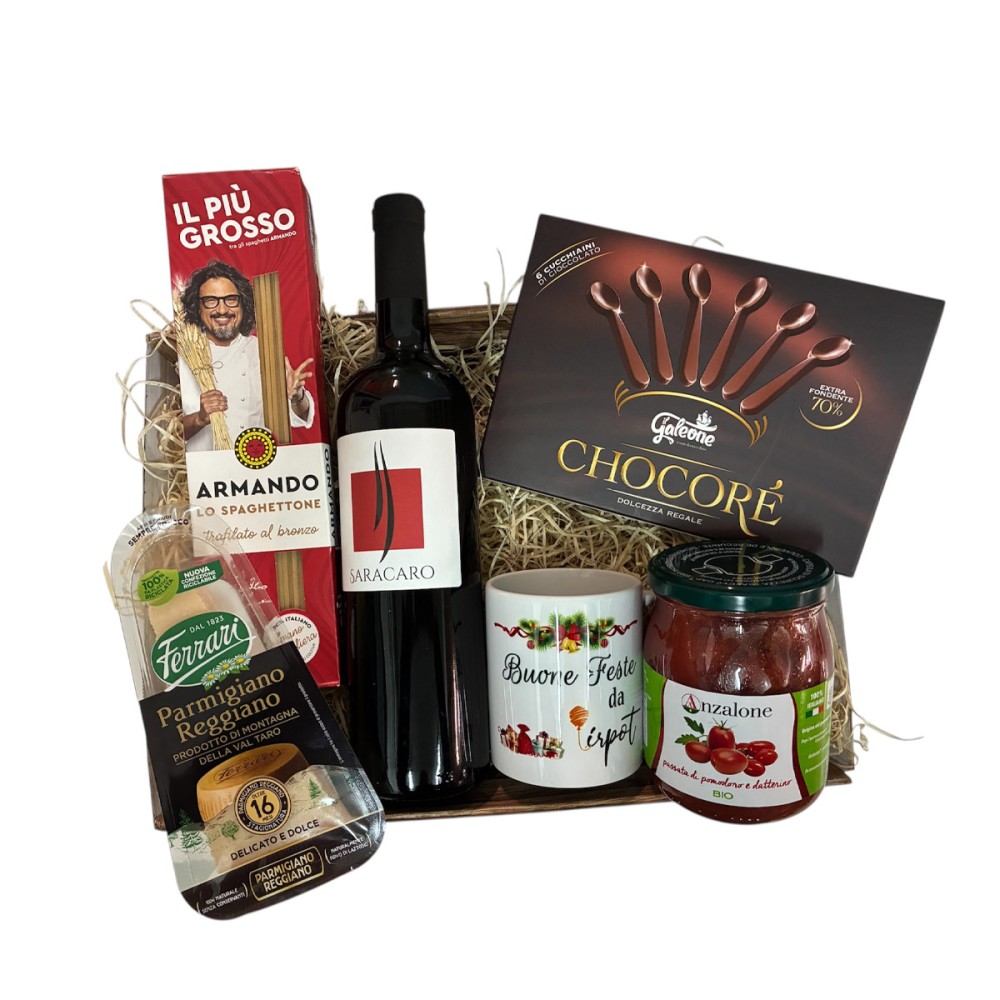 Cesto natalizio aziendale tradizionale regalo clienti personalizzabile