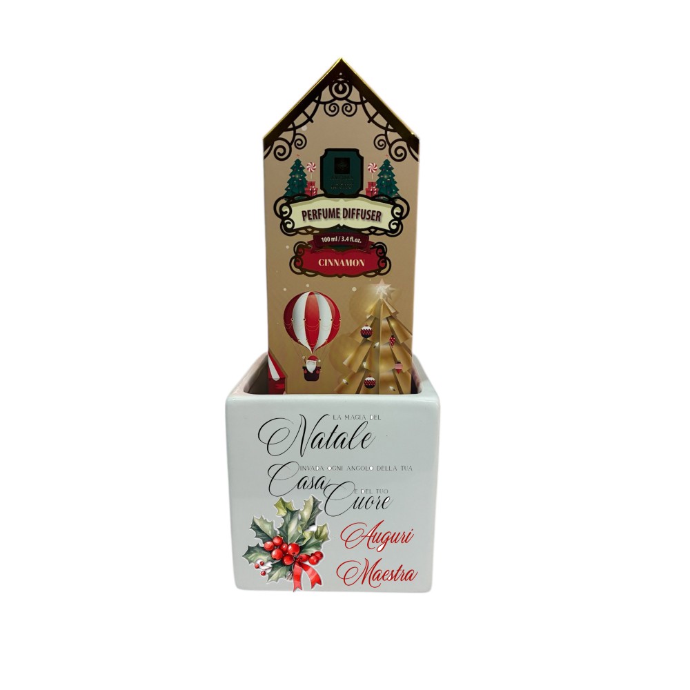 Vasetto Natalizio Personalizzabile " Buon Natale Maestra " + profumatore