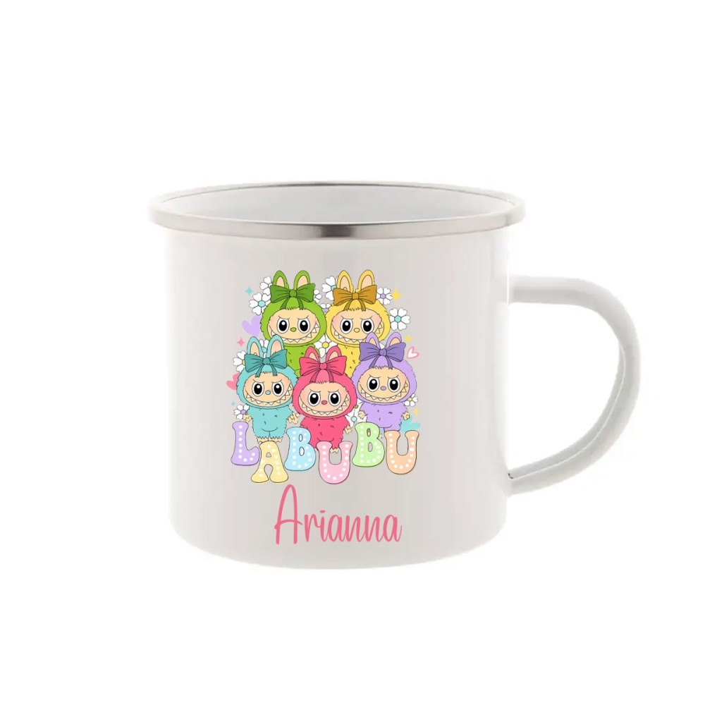 Tazza Vintage in metallo Labubu Personalizzabile