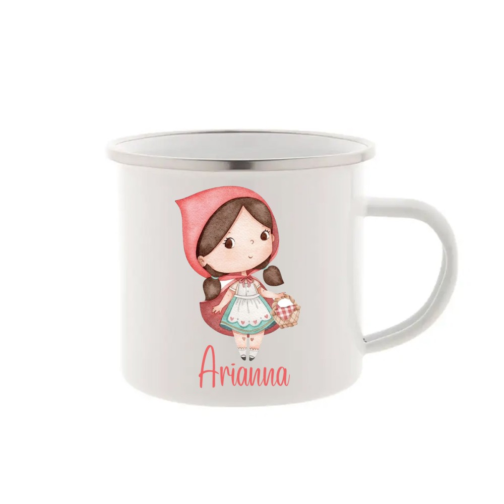 Tazza Vintage in metallo Cappuccetto Rosso new Personalizzabile