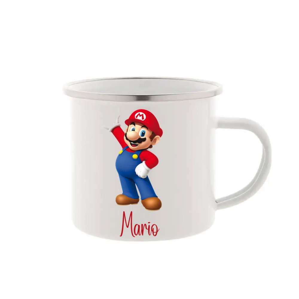 Tazza Vintage in metallo Super Mario Personalizzabile