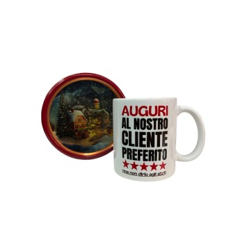 Tazza gadget Natalizia Auguri al nostro cliente preferito + biscotti