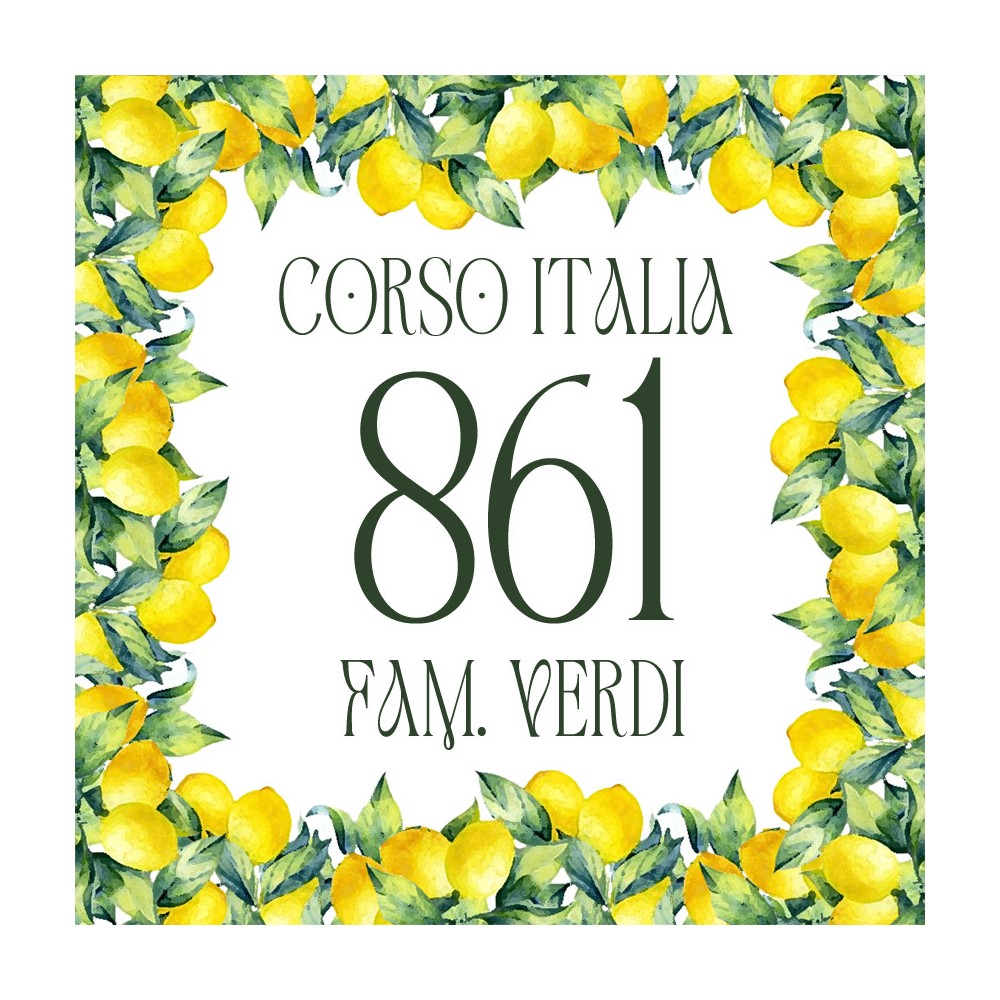 Mattonella numero civico personalizzabile Limoni di Sorrento