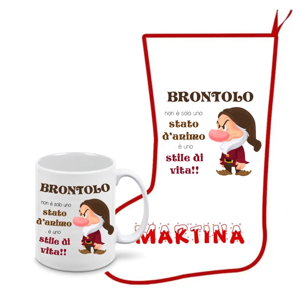 Calza della befana + tazza Brontolo personalizzabili