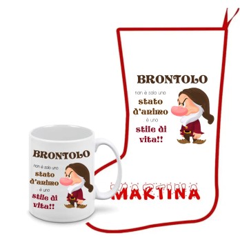 Calza della befana + tazza Brontolo personalizzabili