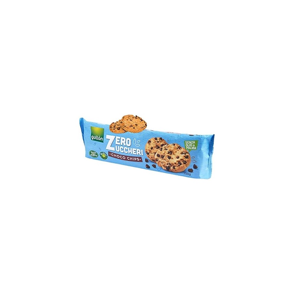 6 X Gullon, Golosi Biscotti Choco Chips con Gocce di Cioccolato e Zero Zuccheri 150g