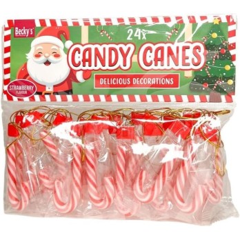 24 mini candy canes gusto fragola confezionati singolarmente