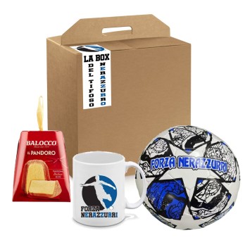 Box regalo Mini pandoro Balocco 80 g + Pallone e tazza Inter Tifoso Nerazzurro