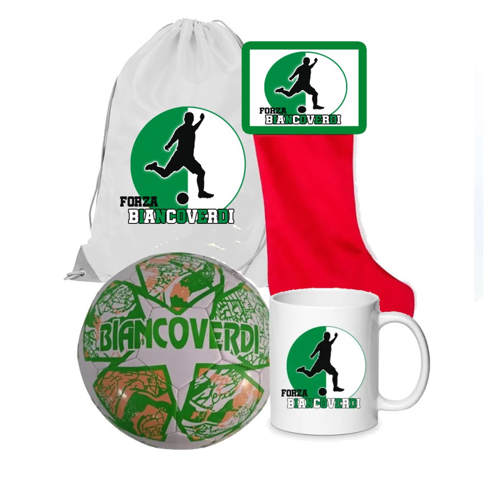 Calza della befana Tifoso Biancoverde Avellino con sacca, tazza e Pallone