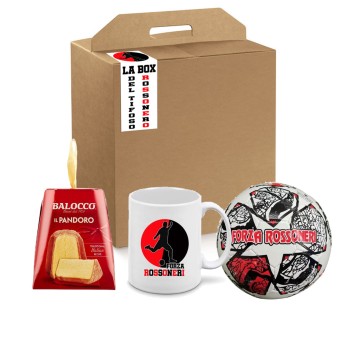 Box regalo Mini pandoro Balocco 80 g + Pallone e tazza Milan Tifoso Rossonero