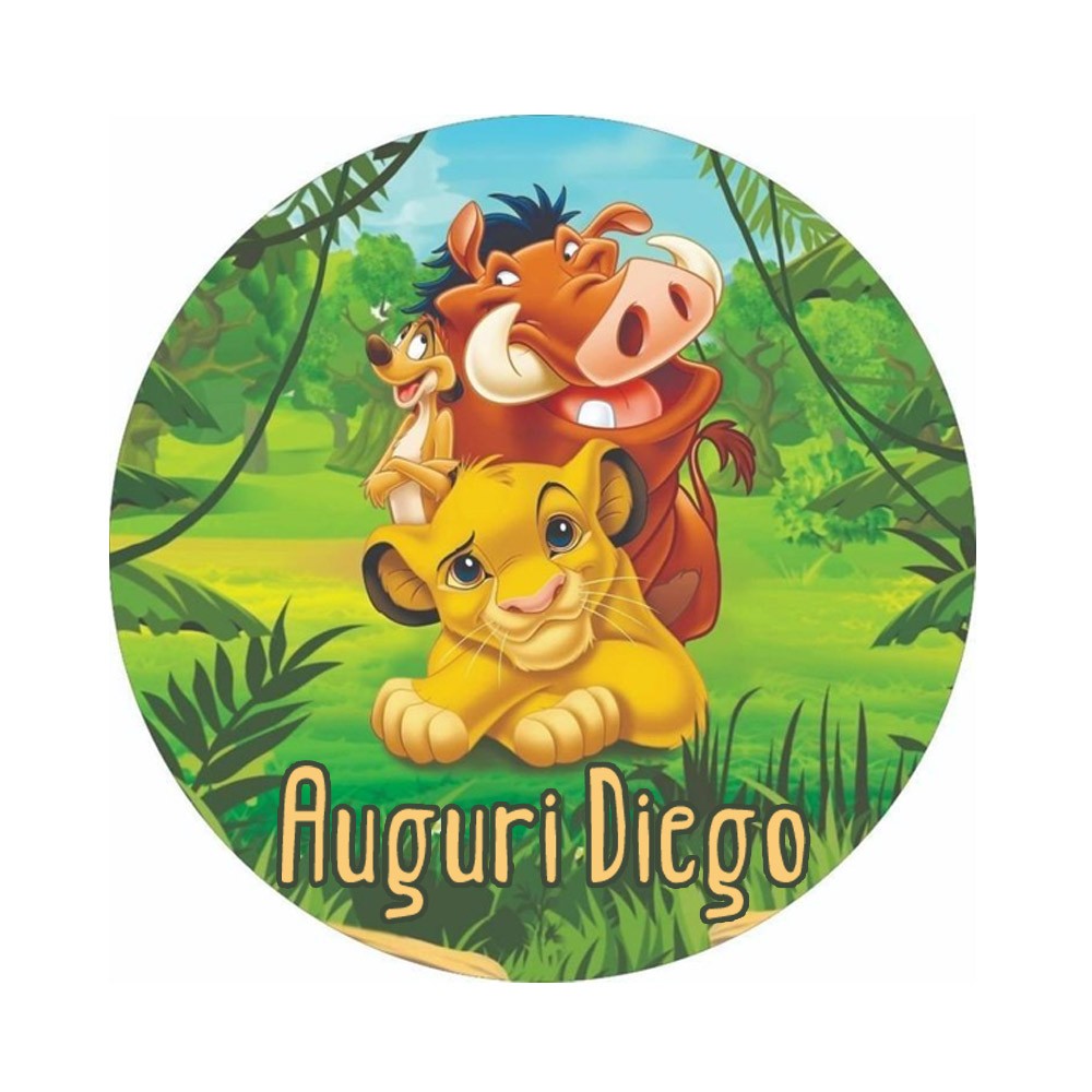 Cialda Simba Re Leone tonda personalizzabile