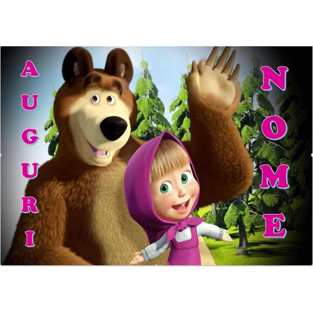 Cialda rettangolare Masha e Orso personalizzabile