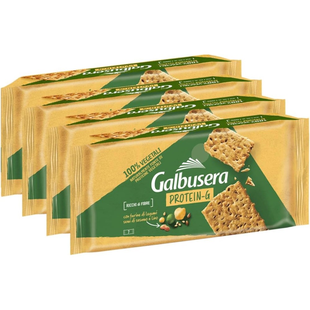 4X Galbusera Protein-G Cracker con Farine di Legumi, Semi di Sesamo e Lino 280