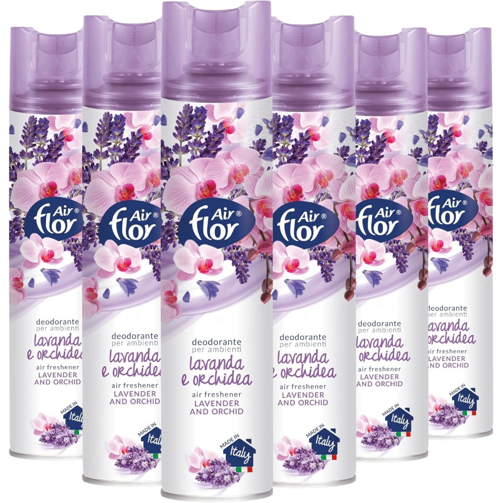 AIR FLOR | Profumatore per Ambienti Spray a Base Acquosa, Lavanda e Orchidea, 6 x 300 ml ASIN: B0F9YV37TP
