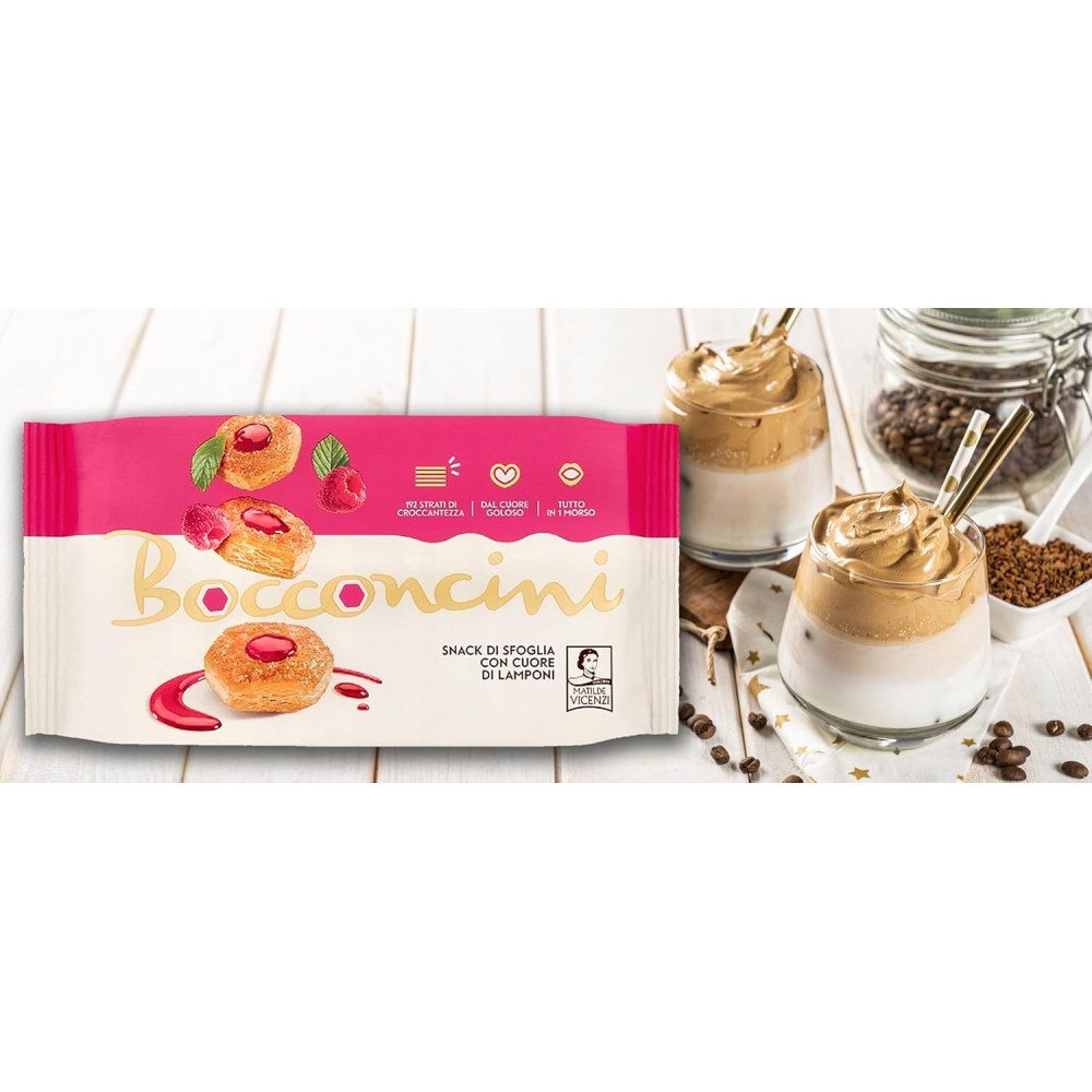 MATILDE VICENZI Bocconcini - Biscotti di pasta frolla ai lamponi 90g - 12 pz