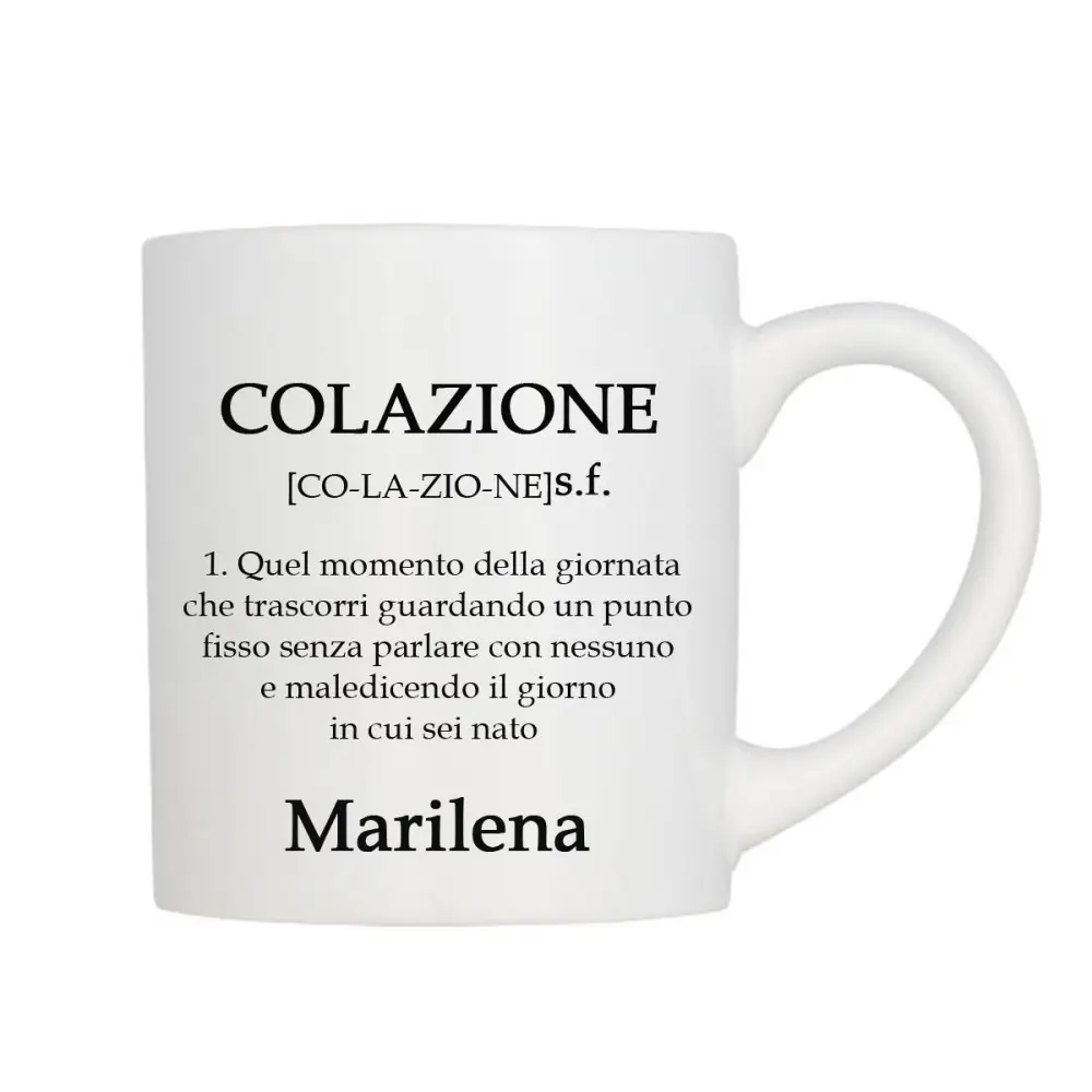 Tazza Colazione con descrizione divertente personalizzabile