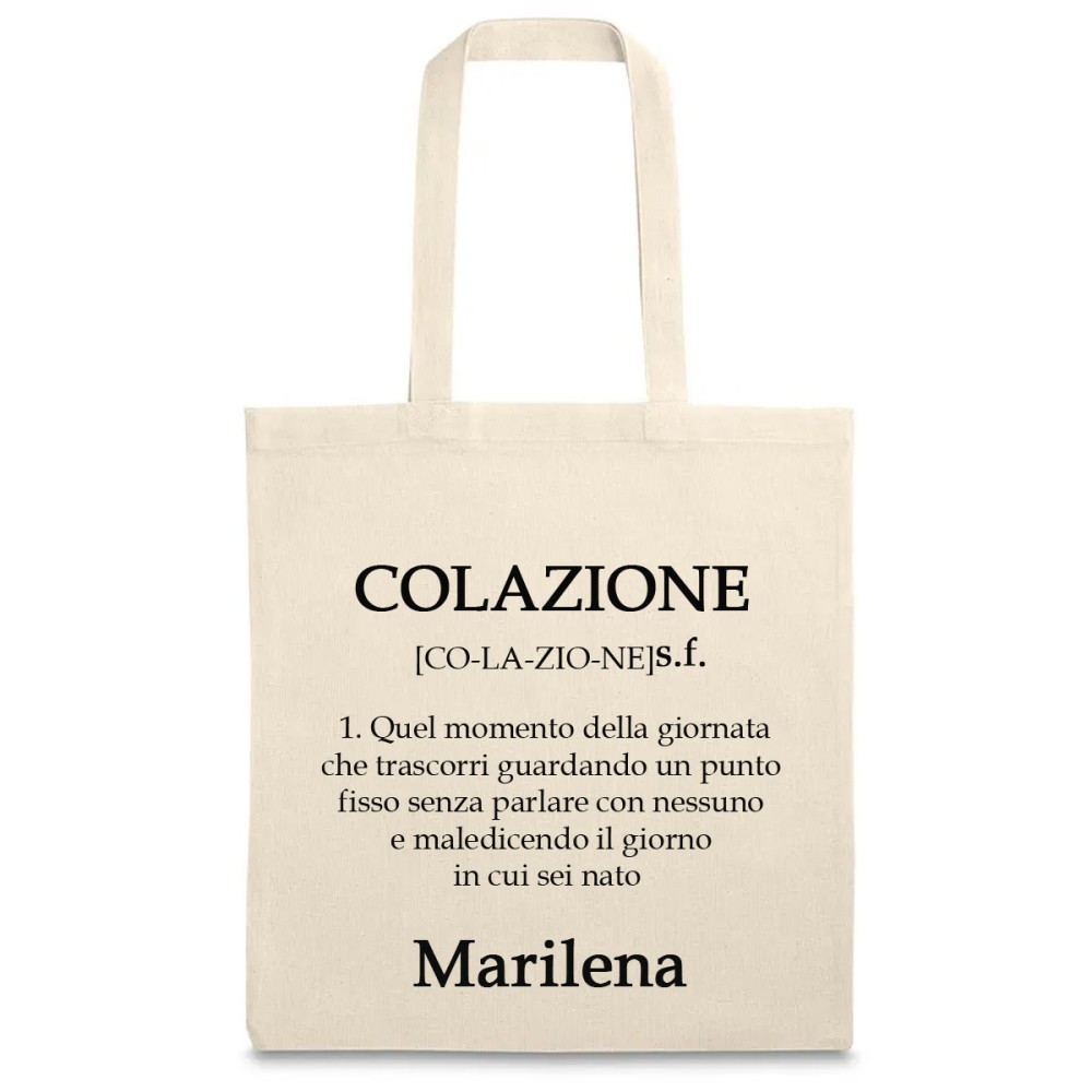 Borsa Shopper " Colazione " in Tessuto Personalizzabile 2 pz