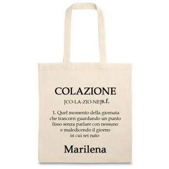 Borsa Shopper " Colazione " in Tessuto Personalizzabile 2 pz