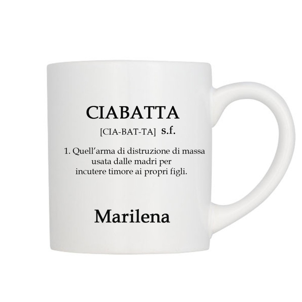 Tazza Ciabatta con descrizione divertente personalizzabile