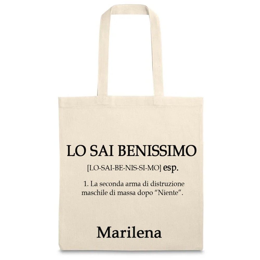 Borsa Shopper " Lo sai Benissimo " in Tessuto Personalizzabile 2 pz