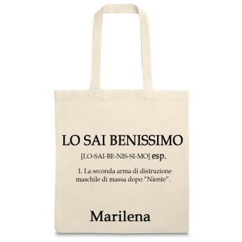 Borsa Shopper " Lo sai Benissimo " in Tessuto Personalizzabile 2 pz
