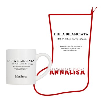 Calza della befana + tazza ironica " Dieta bilanciata " Personalizzabile
