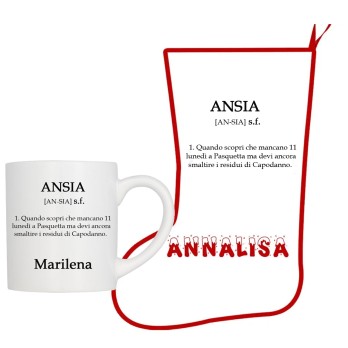 Calza della befana + tazza ironica " Ansia" Personalizzabile