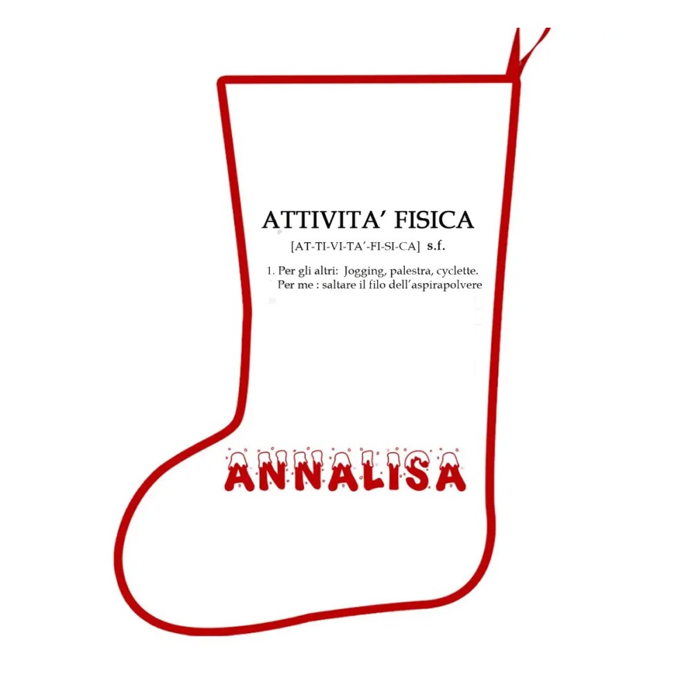 Calza della befana + tazza ironica " Attività fisica " Personalizzabile