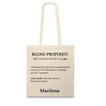 Borsa Shopper " Buoni propositi " in Tessuto Personalizzabile 2 pz