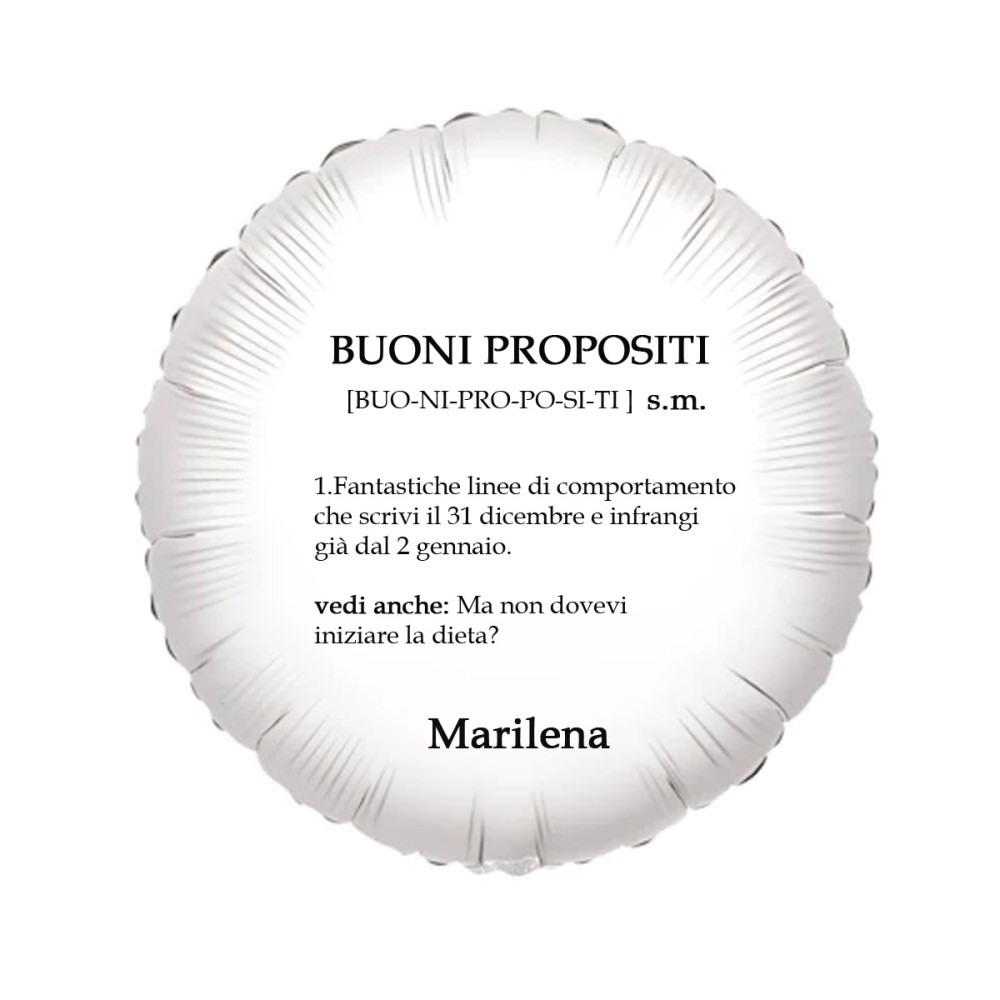 Palloncino foil personalizzabile Frase ironica Buoni propositi