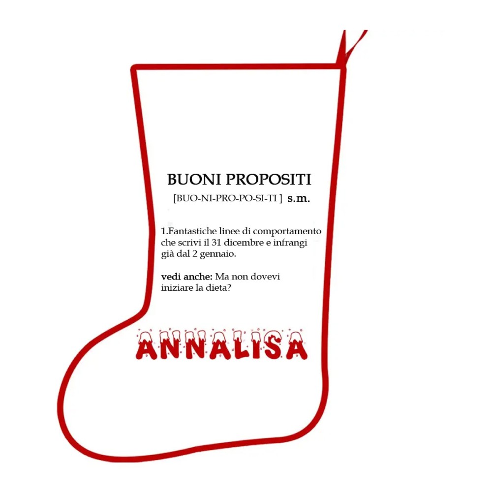 Calza della befana ironica " Buoni Propositi " Personalizzabile