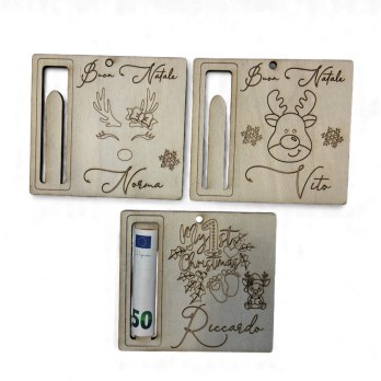 Biglietto Portasoldi Natalizio in legno Personalizzabile