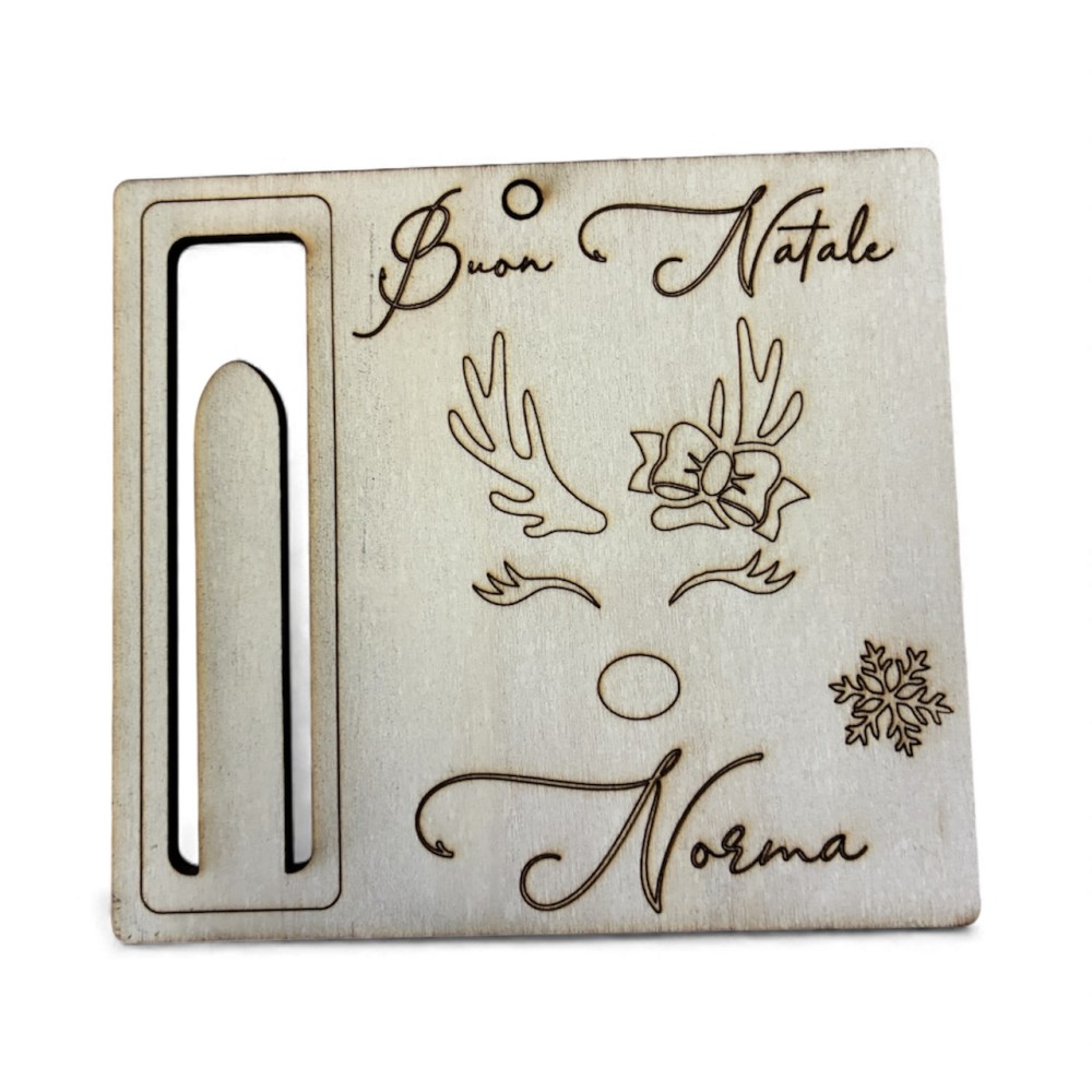 Biglietto Portasoldi Natalizio in legno Personalizzabile