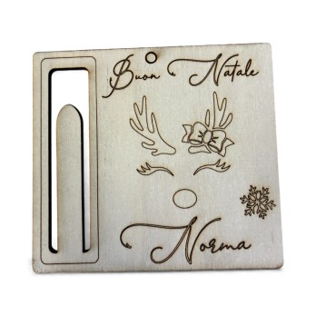 Biglietto Portasoldi Natalizio in legno Personalizzabile