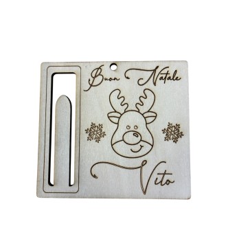 Biglietto Portasoldi Natalizio in legno Personalizzabile