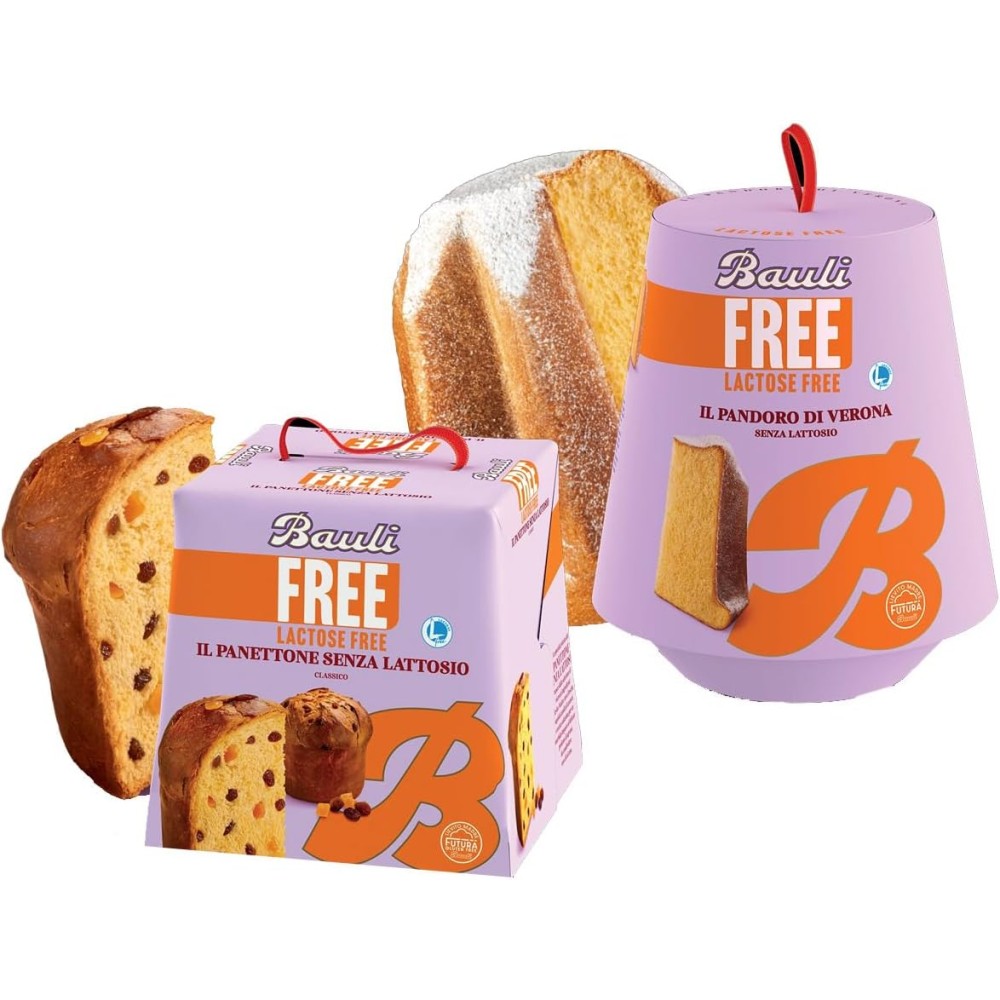 Panettone classico Bauli 700 g senza lattosio + Pandoro senza lattosio Bauli 700 g