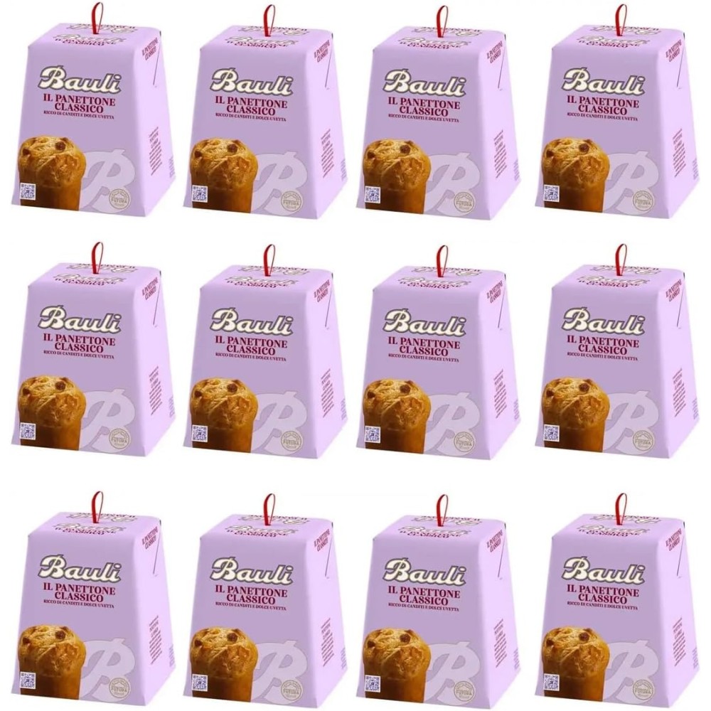 12 x Bauli Mini Panettone Classico Ricco di Canditi e Dolce Uvetta 90gr ricco di ingredienti di alta