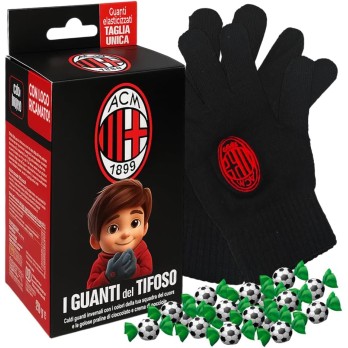 Icam Guanti del Tifoso ROSSONERO con Logo Ricamato e Praline 80g