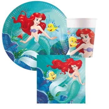 KIT 24 PERSONE SIRENETTA ARIEL CON PIATTI DESSERT