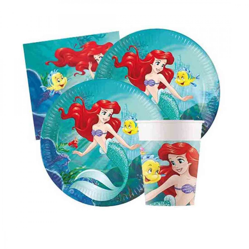 KIT 24 PERSONE SIRENETTA ARIEL CON PIATTI DESSERT