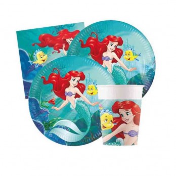 KIT 24 PERSONE SIRENETTA ARIEL CON PIATTI DESSERT