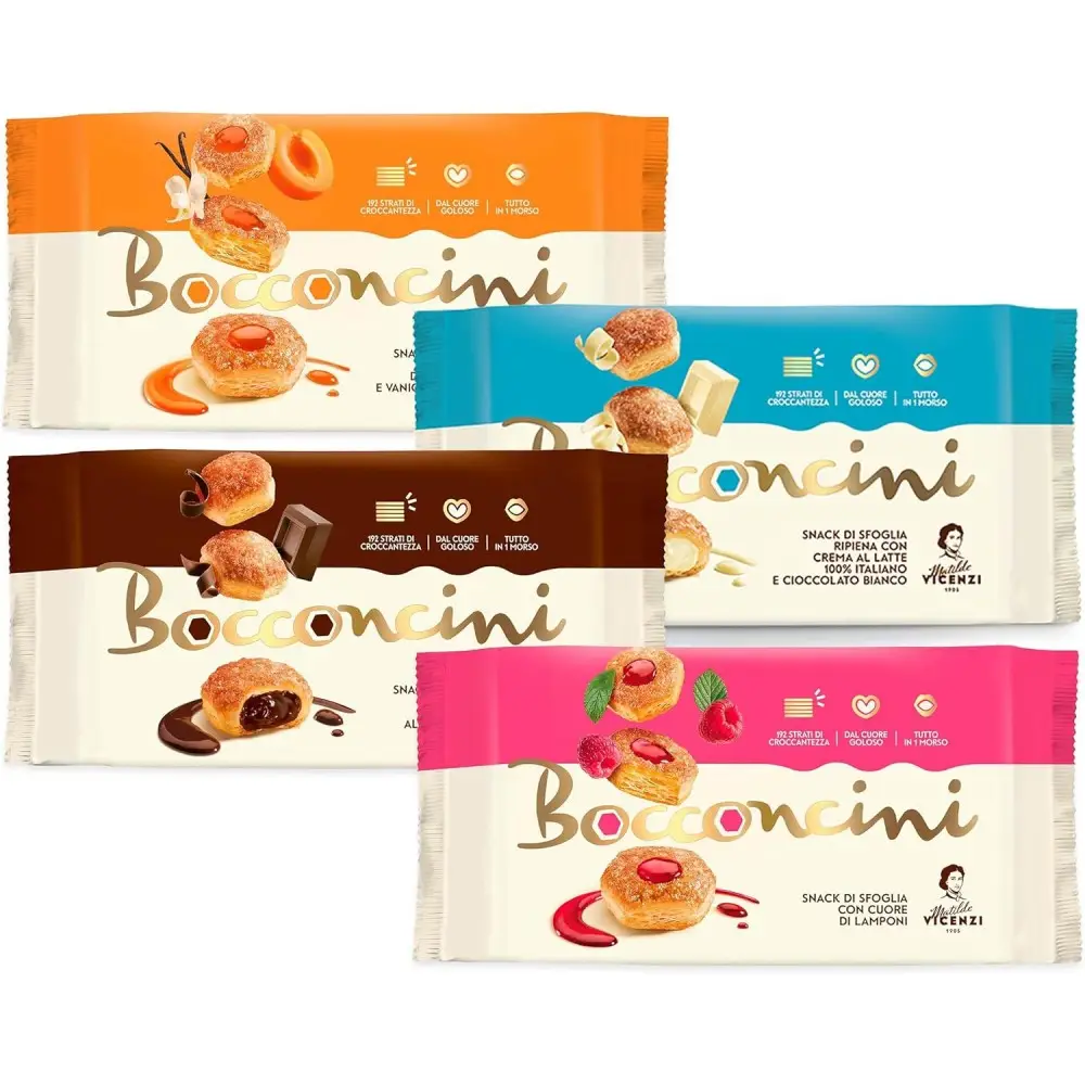 Matilde Vicenzi Mix Bocconcini Albicocca, Cioccolato, Lamponi e Latte con Cioccolato Bianco 90g
