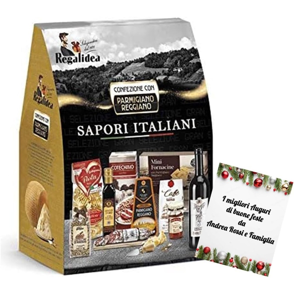 Cesto natalizio "Sapori italiani" con biglietto augurale