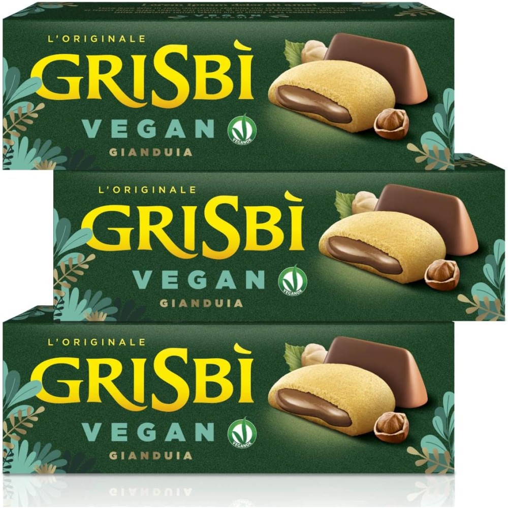 3X Grisbi Vegan Gianduia Frolle Ripiene di Crema Gianduia