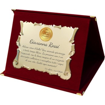 Targa Regalo cm pergamena Personalizzata cofanetto finta pelle