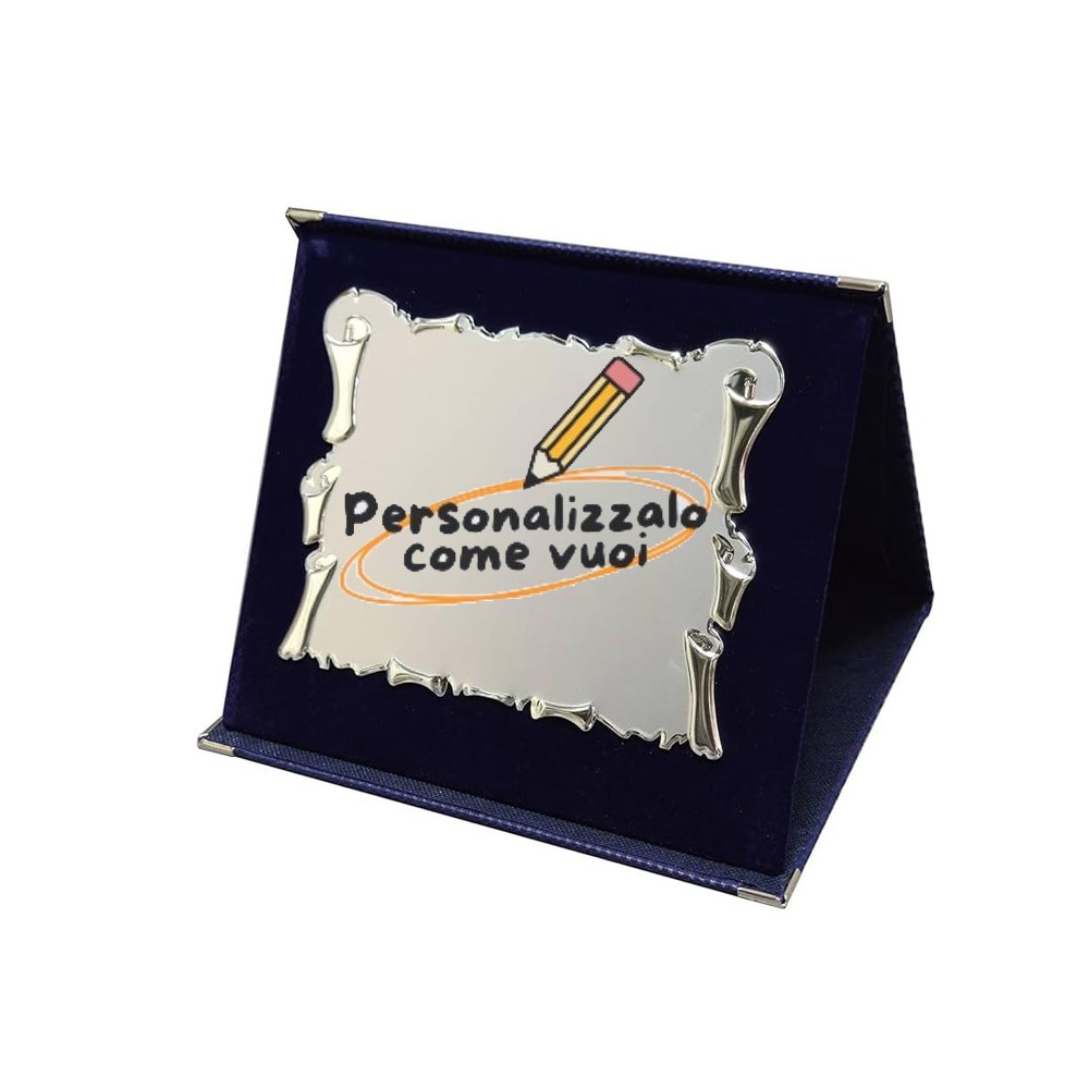 Targa Regalo cm pergamena Personalizzata cofanetto finta pelle