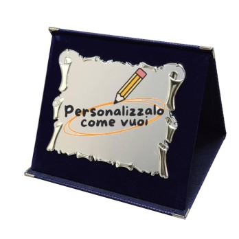 Targa Regalo cm pergamena Personalizzata cofanetto finta pelle