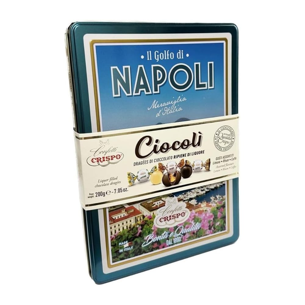 Crispo Cioccolatini Ciocolì - Elegante Scatola in Latta con Rappresentazione Città