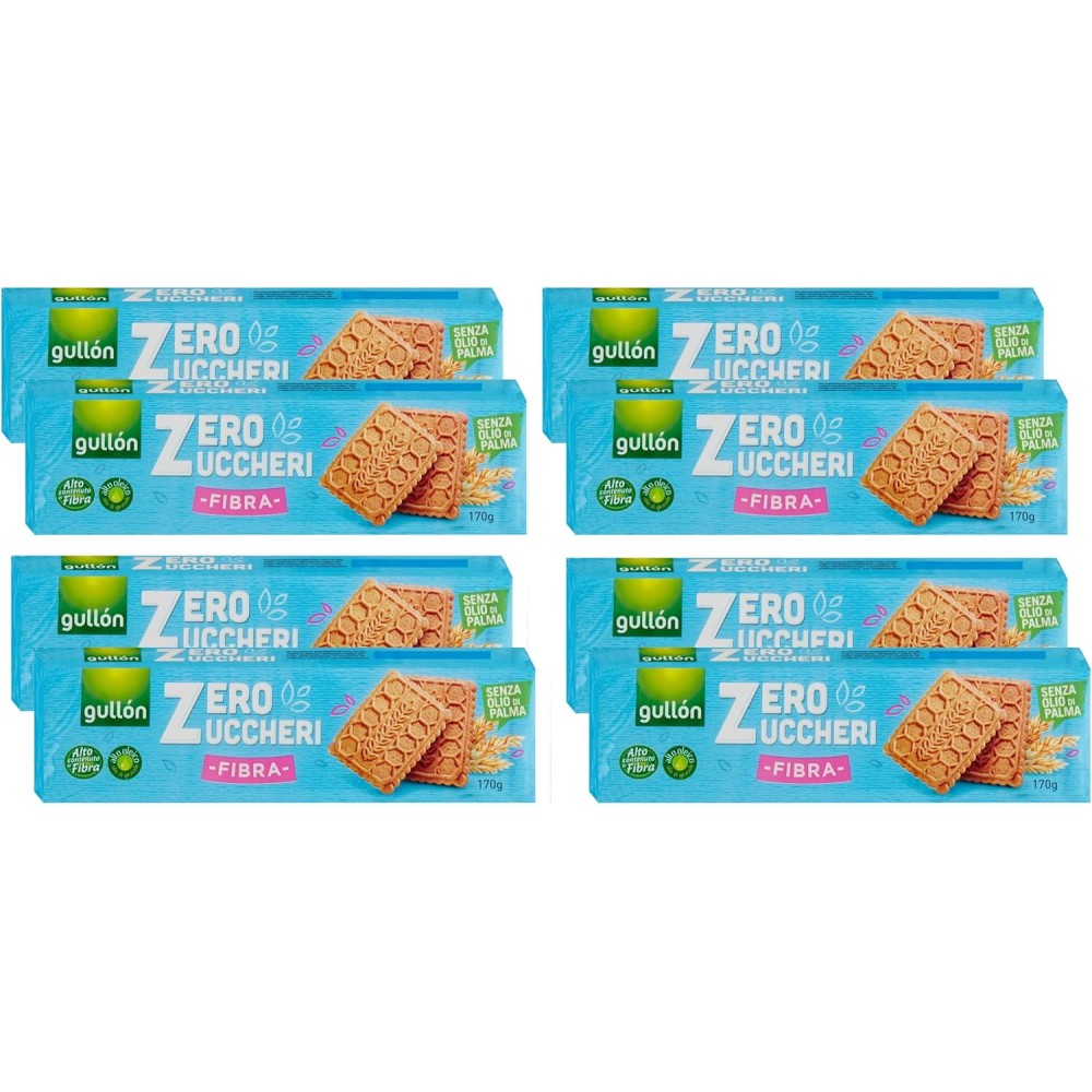 16 Gullon Fibra Zero Zuccheri Biscotti con Fibra Senza Olio di Palma 170g