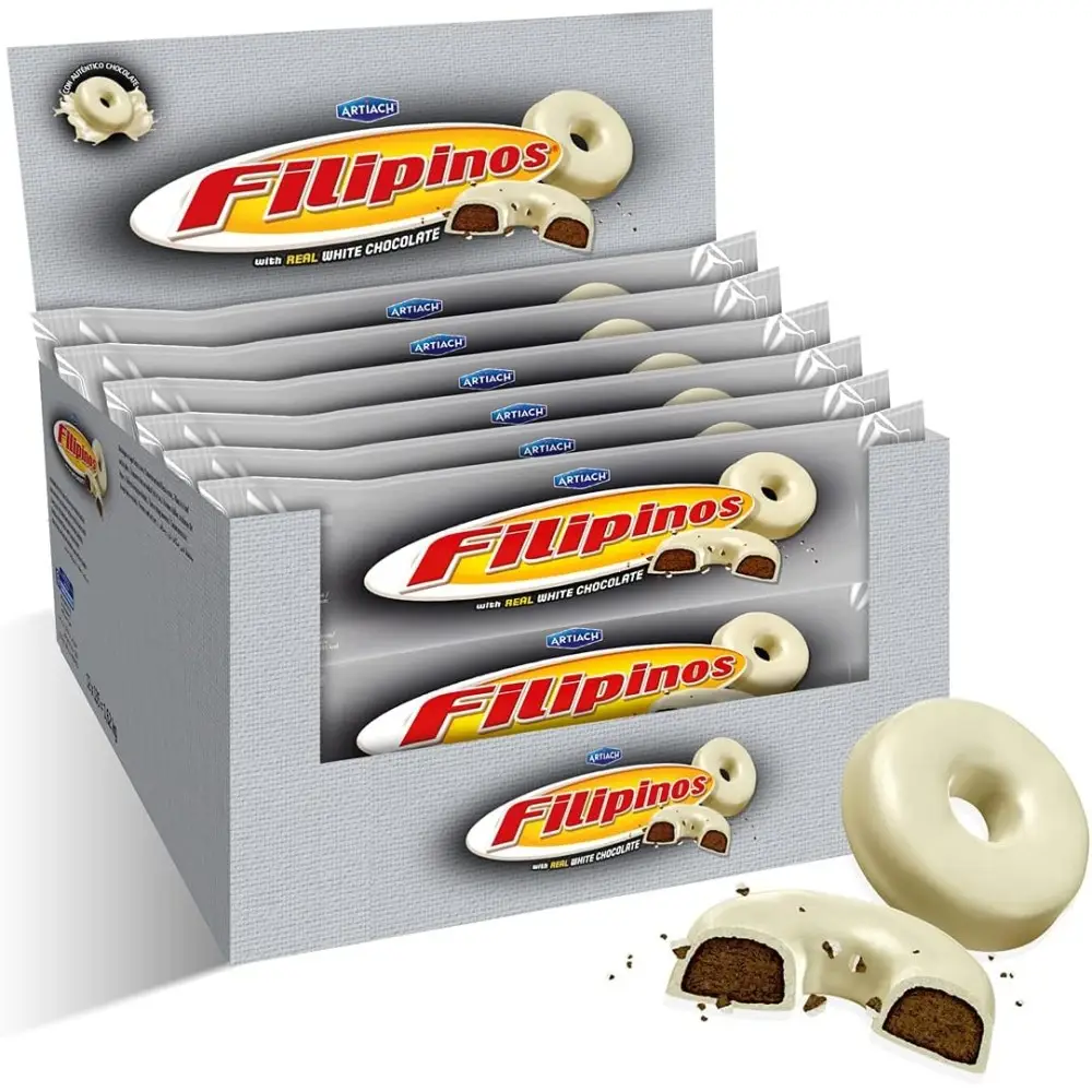 Filipinos Biscotti al cioccolato bianco con pasta di cacao 128 g [confezione da 5]